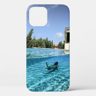 Man in swimming pool in the morning iPhone 12 case