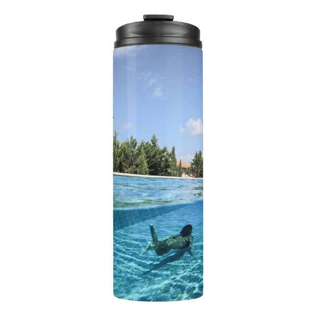 Man in swimming pool in the morning thermal tumbler (Front)