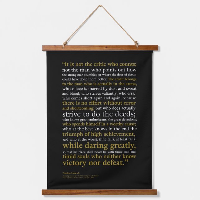 Man in the Arena by Teddy Roosevelt Hanging Tapestry (Front)