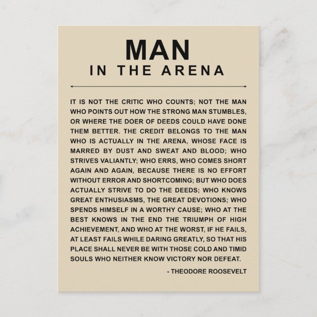 Man In The Arena - Daring Greatly Announcement Postcard (Front)