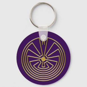 MAN IN THE MAZE gold + your background Key Ring