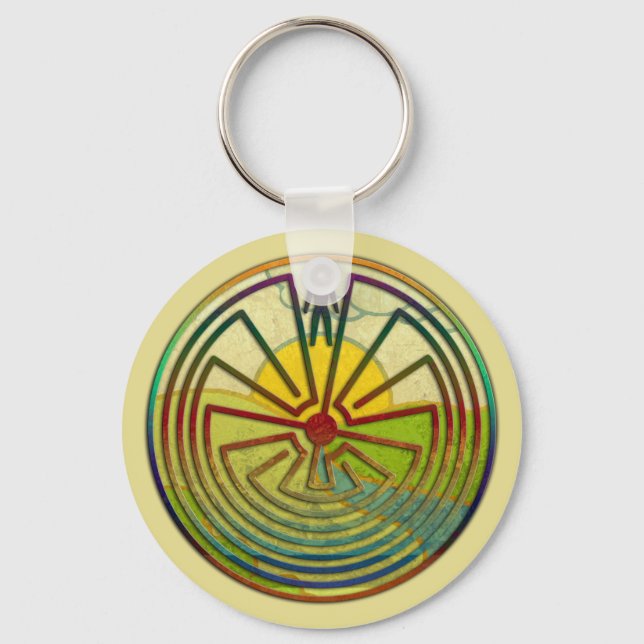 MAN IN THE MAZE landscape + your background Key Ring (Front)