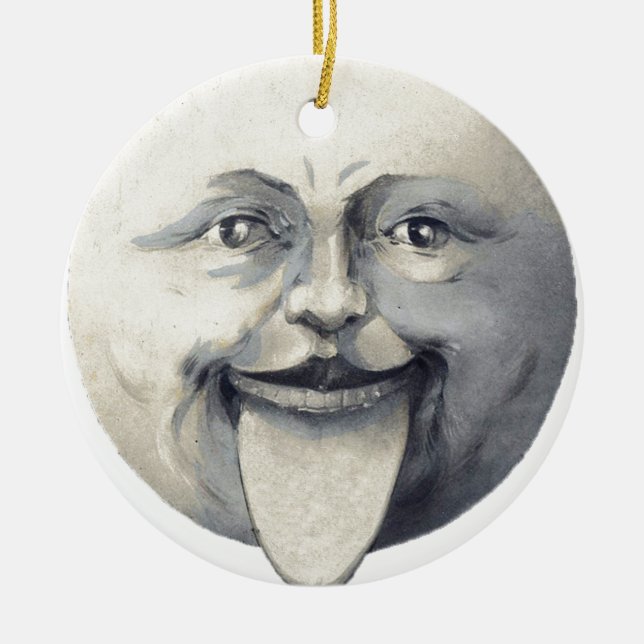 Man in the Moon Ceramic Tree Decoration (Front)