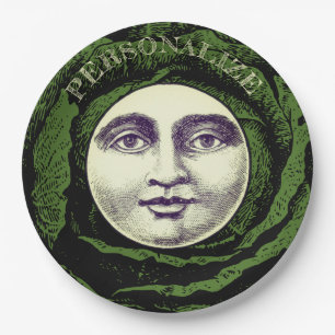 Man in the moon vintage cabbage head  paper plate