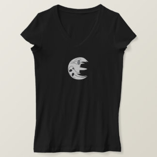 Man In The Moon Women's V-Neck T-Shirt with Text