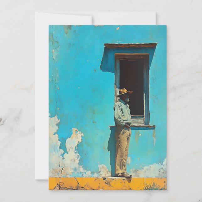 Man in the Shade - A Rustic Cuban Scene Invitation (Front)