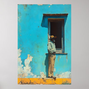 Man in the Shade - A Rustic Cuban Scene Poster
