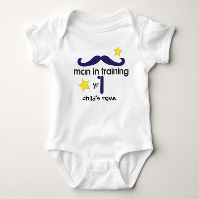 Man In Training 1st Birthday Suit Baby Bodysuit (Front)
