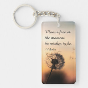 Man is Free Voltaire Quote Key Ring