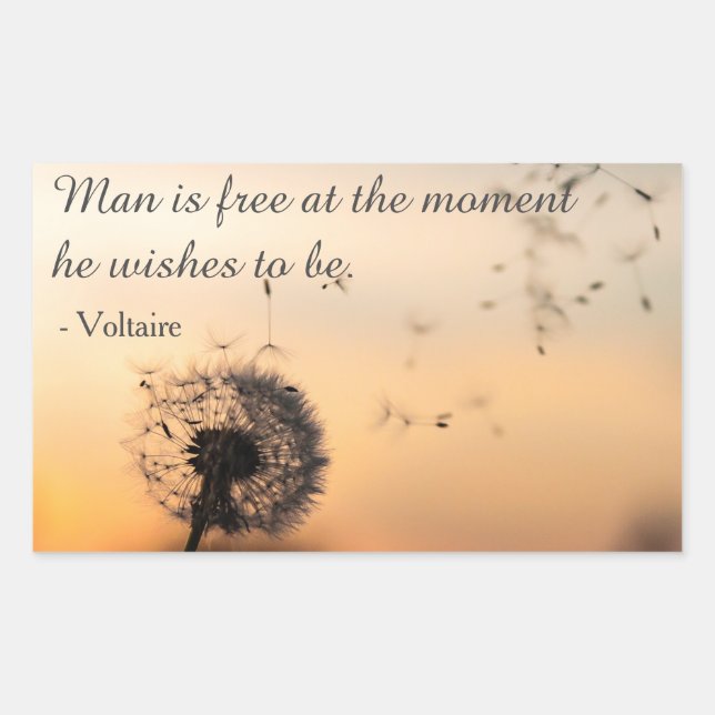 Man is Free Voltaire Quote Rectangular Sticker (Front)