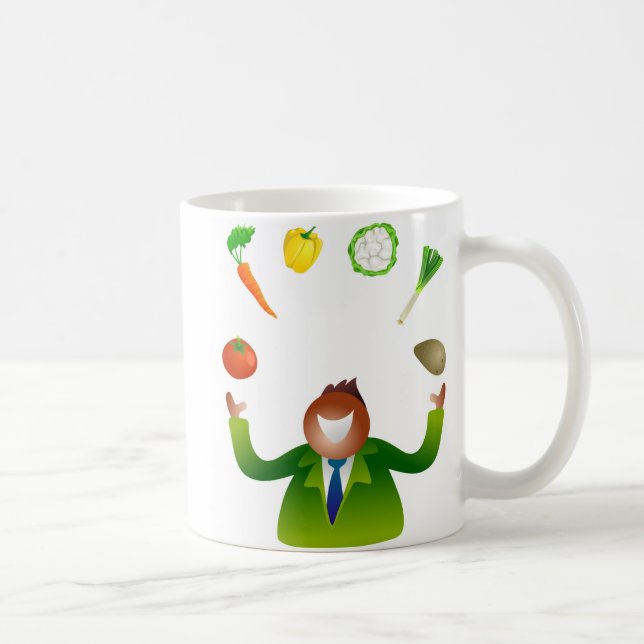 Man Juggling Vegetables Coffee Mug (Right)