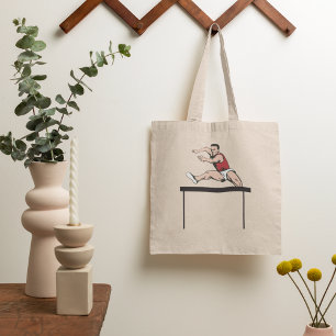 Man Jumping Hurdles Tote Bag