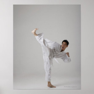 Man kicking high in the air, martial arts poster