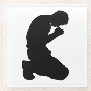 MAN KNEELING IN PRAYER GLASS COASTER