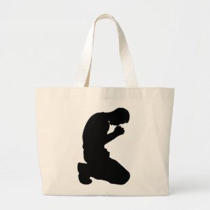 MAN KNEELING IN PRAYER LARGE TOTE BAG