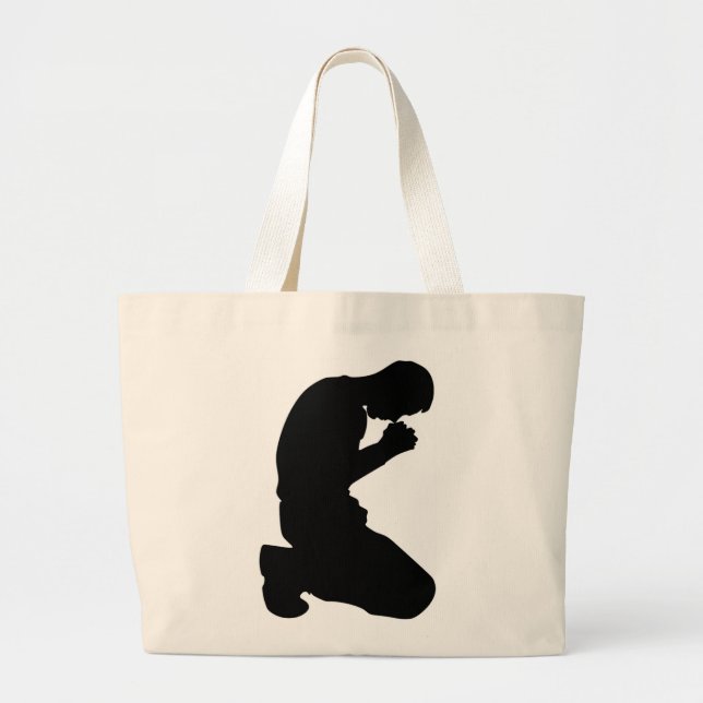 MAN KNEELING IN PRAYER LARGE TOTE BAG (Front)