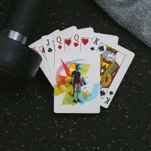 Man Lifting Weights Playing Cards