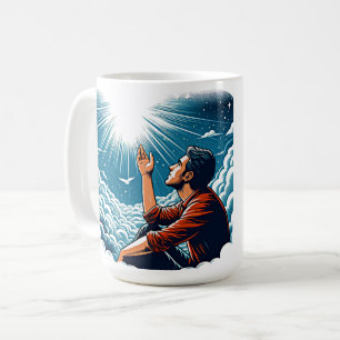 Man looking up to heaven TALKING TO gOD Coffee Mug