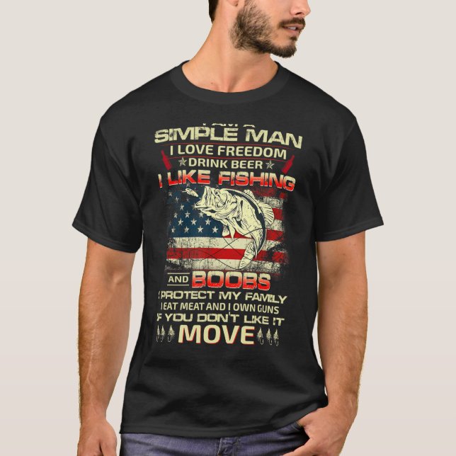Man Love Fishing Freedom Beer Family Guns American T-Shirt (Front)