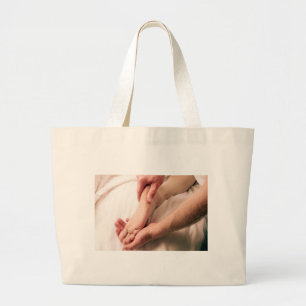 Man Massaging Male Foot Large Tote Bag