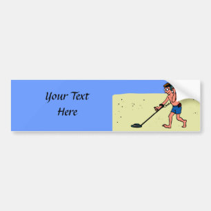 Man Metal Detecting Beach Bumper Sticker