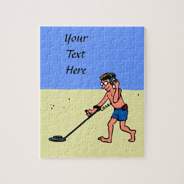 Man Metal Detecting Beach Jigsaw Puzzle (Vertical)