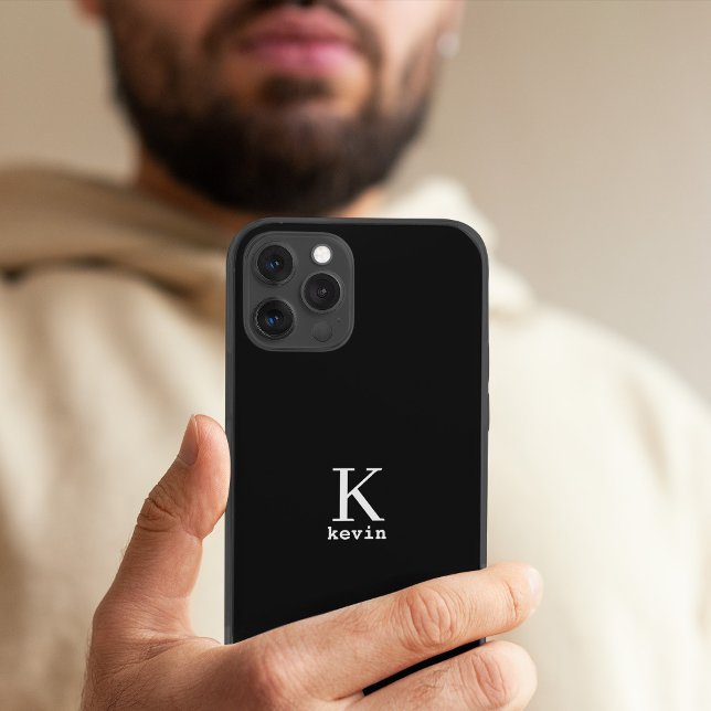 Man monogram name personalised simple black  Case-Mate iPhone case (Creator Uploaded)