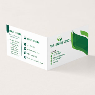 Man Mowing Grass Yarn Care Gardening Landscaping Business Card