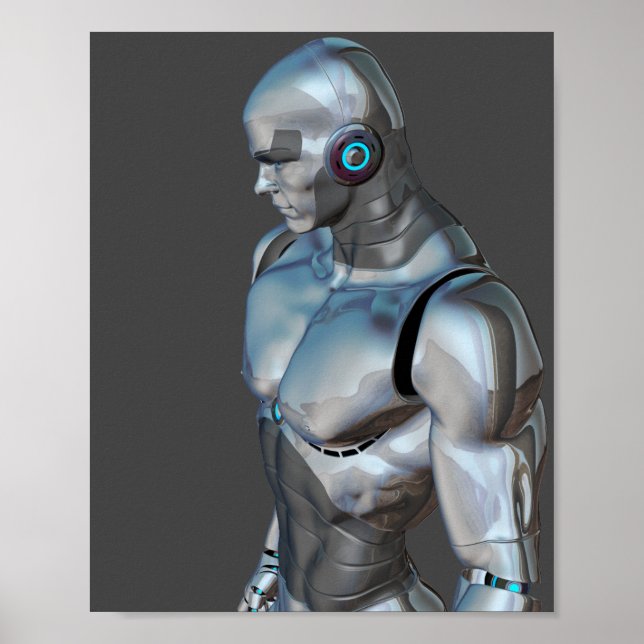 man muscular robot cyborg android poster (Front)