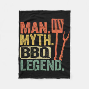 Man Myth Bbq Legend Barbecue Grilling Dad Grillfat Fleece Blanket