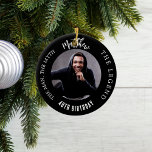 Man myth legend photo birthday ceramic ornament<br><div class="desc">A classic black background.   Text: The Man,  The Myth,  The Legend. Personalise and add his name,  age and photo.</div>