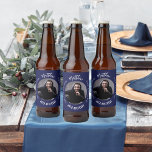 Man myth legend photo navy blue birthday party beer bottle label<br><div class="desc">A classic navy blue background.   Text: The Man,  The Myth,  The Legend. Personalise and add his name,  age and photo. White text.</div>