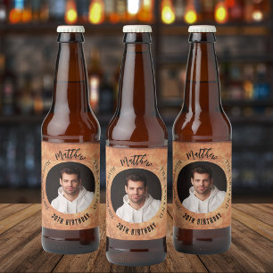 Man myth legend photo terracotta birthday party beer bottle label