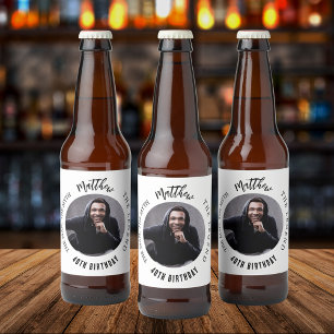Man myth legend photo white black birthday party beer bottle label