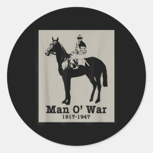 Man O War Vintage Race Horse Classic Round Sticker
