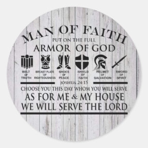Man Of Faith Armor Of God Classic Round Sticker