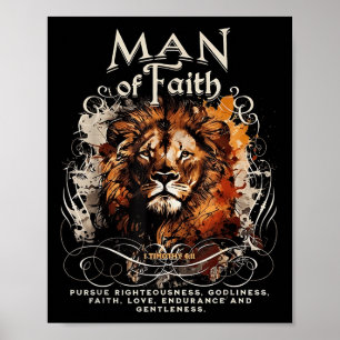 Man Of Faith Lion Christian Jesus Lion Faith  Poster