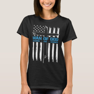 Man Of God Cross American Flag Jesus Christian T-Shirt