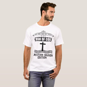 Man Of God Cross Christian Soldier -Light Shirts