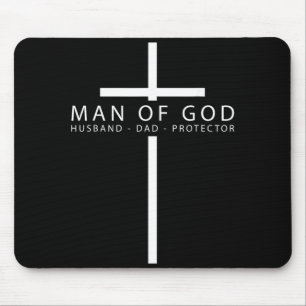 Man Of God Funny Fathers Day Men Husband Dad Mouse Pad
