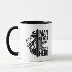 Man Of God Husband Dad Protector Hero Christian Mug