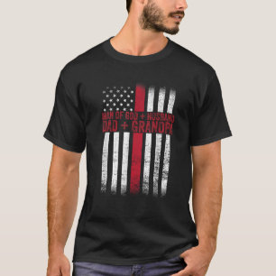 Man Of God Husband Daddy Grandpa Flag Christian Fa T-Shirt