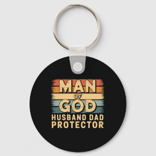 Man Of God Husnd Dad Protector Fathers Day  Key Ring