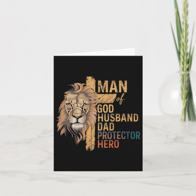 Man Of God Husnd Daddy Protector Hero Lion Father' Card (Front)