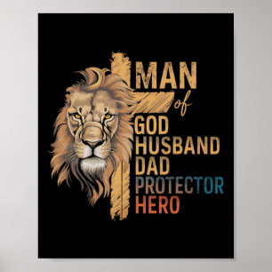 Man Of God Husnd Daddy Protector Hero Lion Father' Poster