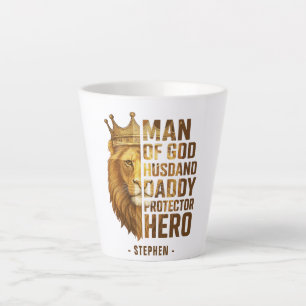 Man of God Lion Crown Design – Husband, Daddy Latte Mug
