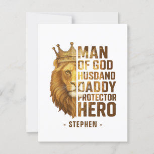 Man of God Lion Crown Design – Husband, Daddy Postcard