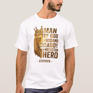 Man of God Lion Crown Design – Husband, Daddy T-Shirt