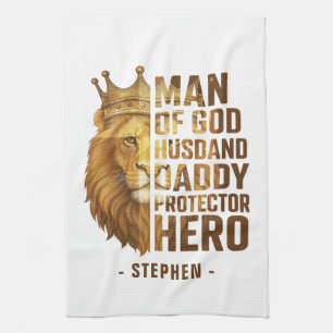 Man of God Lion Crown Design – Husband, Daddy Tea Towel