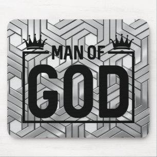 Man of God Metallic Black and Silver Mouse Pad